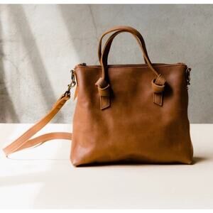 ABLE Bag Women's Brown Leather Rachel Knotted Details Crossbody Handbag